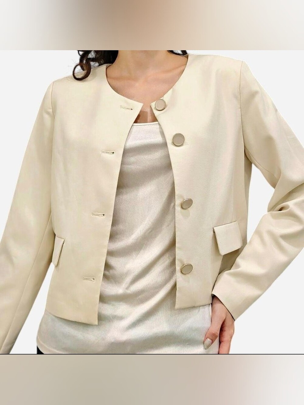 Rachel Zoe Cream Blazer Jacket Button Up Pockets XS or S